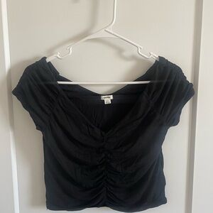 Garage Women’s Cropped Off the Shoulder Black Ruched Top